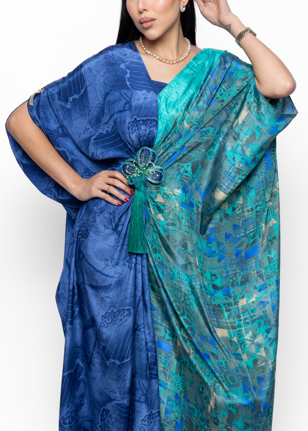 AlReem Butterfly Brooch Silk Couture Kaftan
