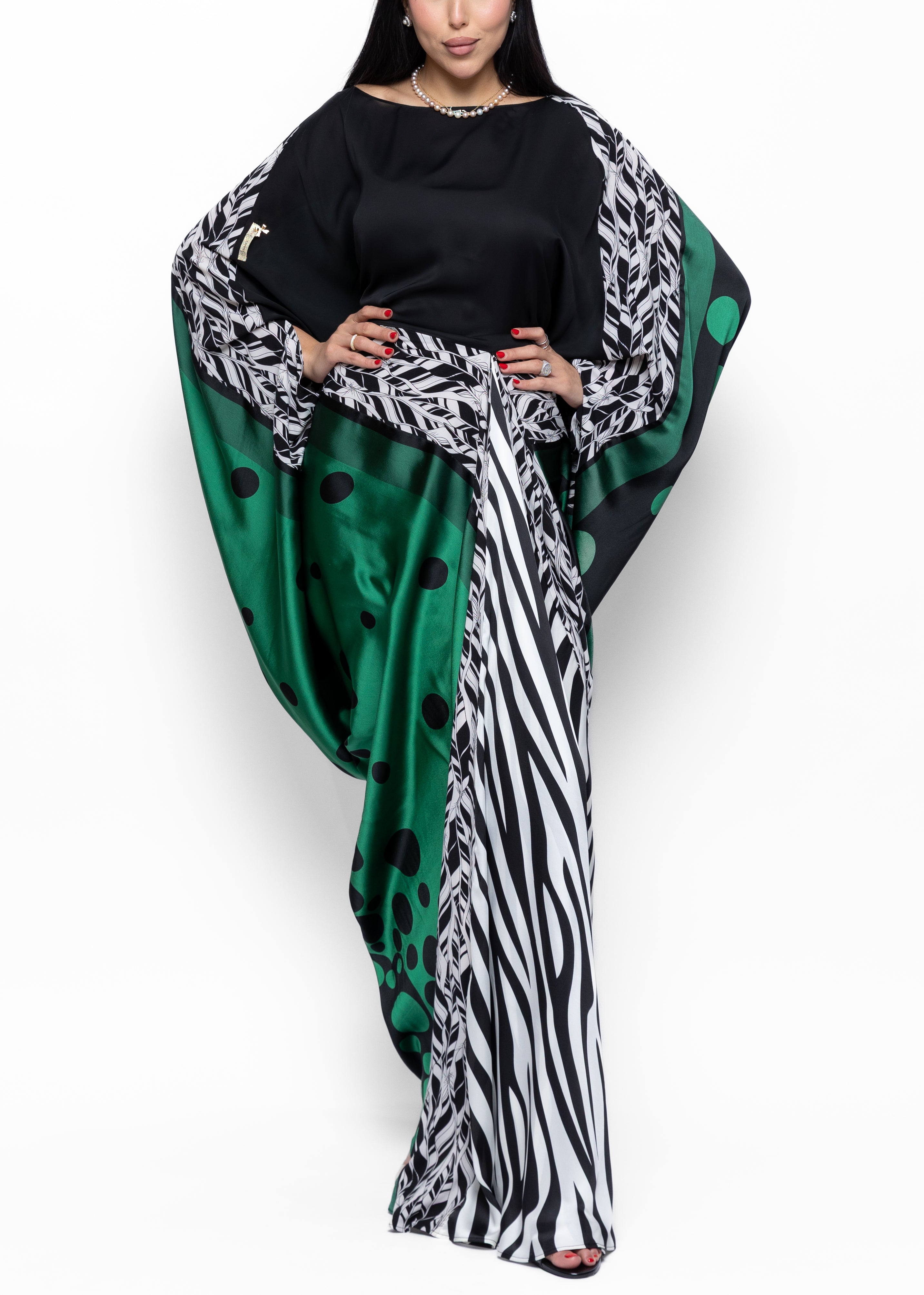 Misk Green Polka Couture Kaftan