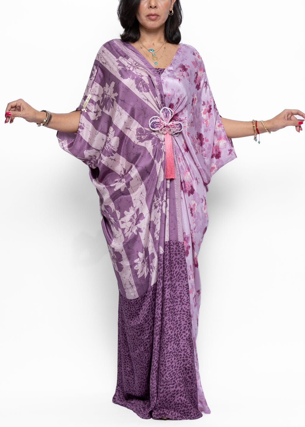 Hanin Butterfly Brooch Silk Couture Kaftan