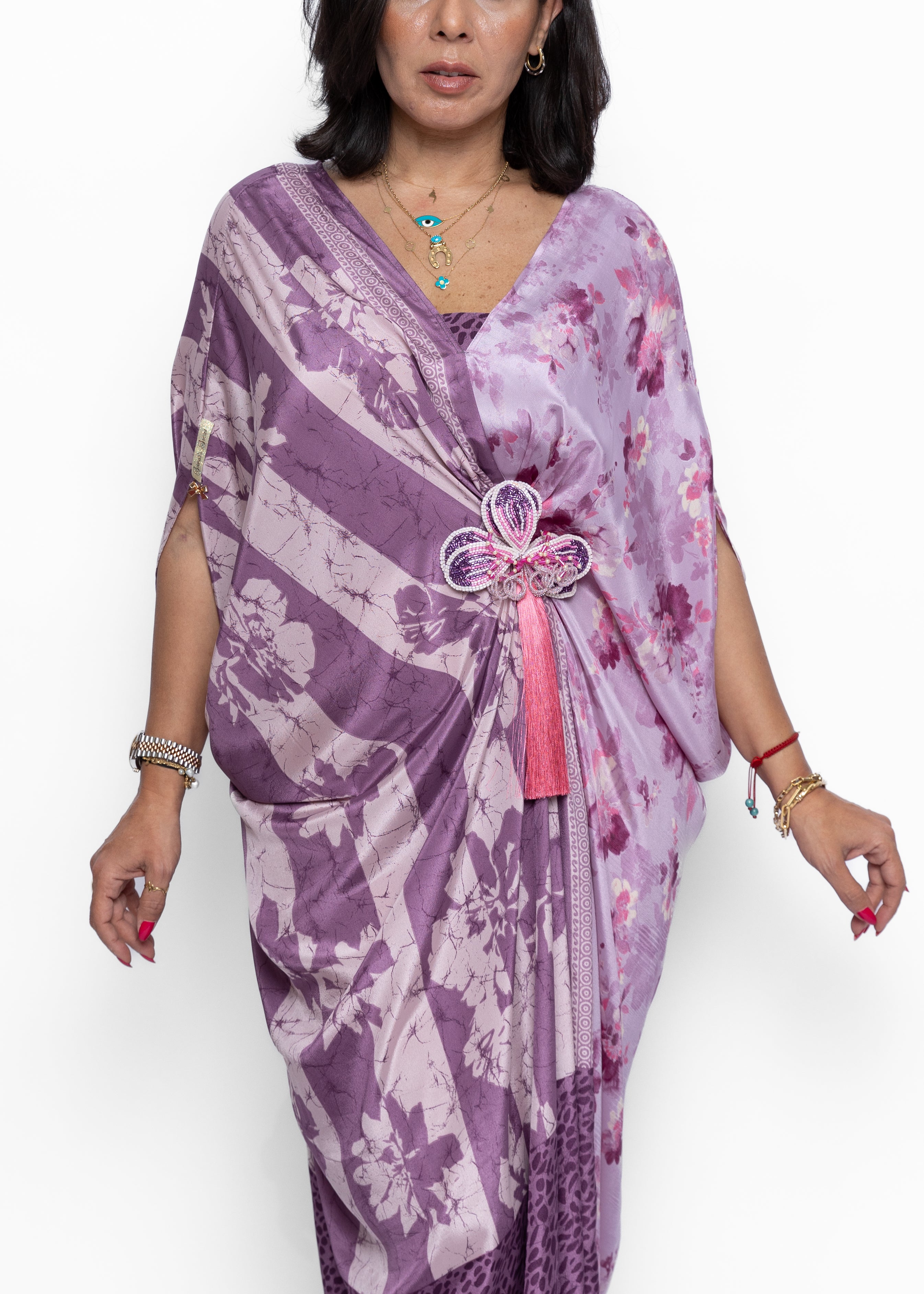 Hanin Butterfly Brooch Silk Couture Kaftan