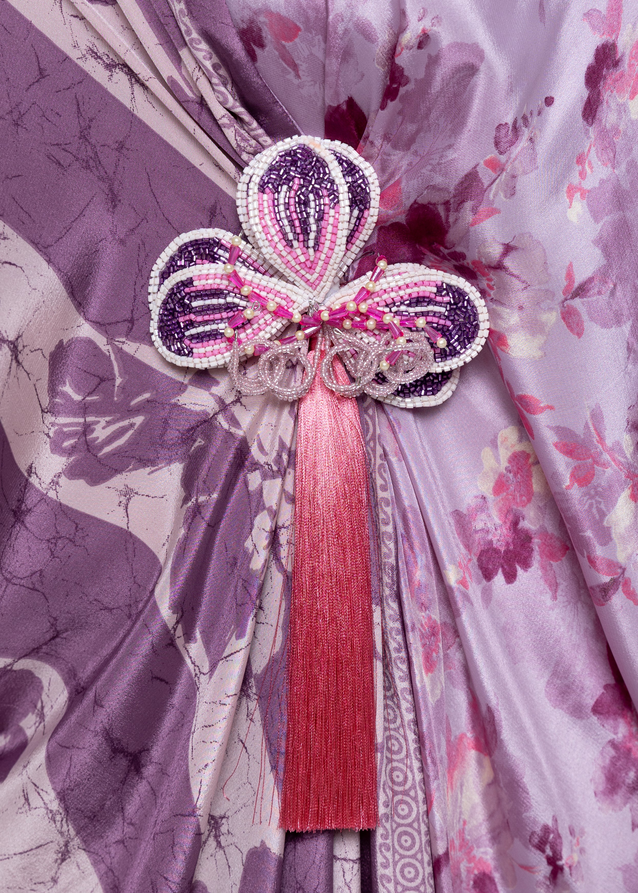 Hanin Butterfly Brooch Silk Couture Kaftan