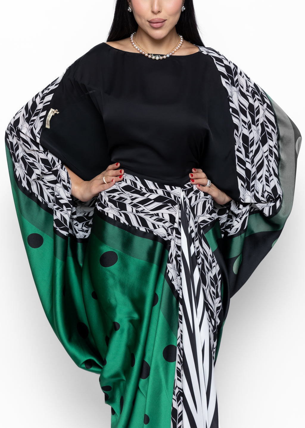 Misk Green Polka Couture Kaftan