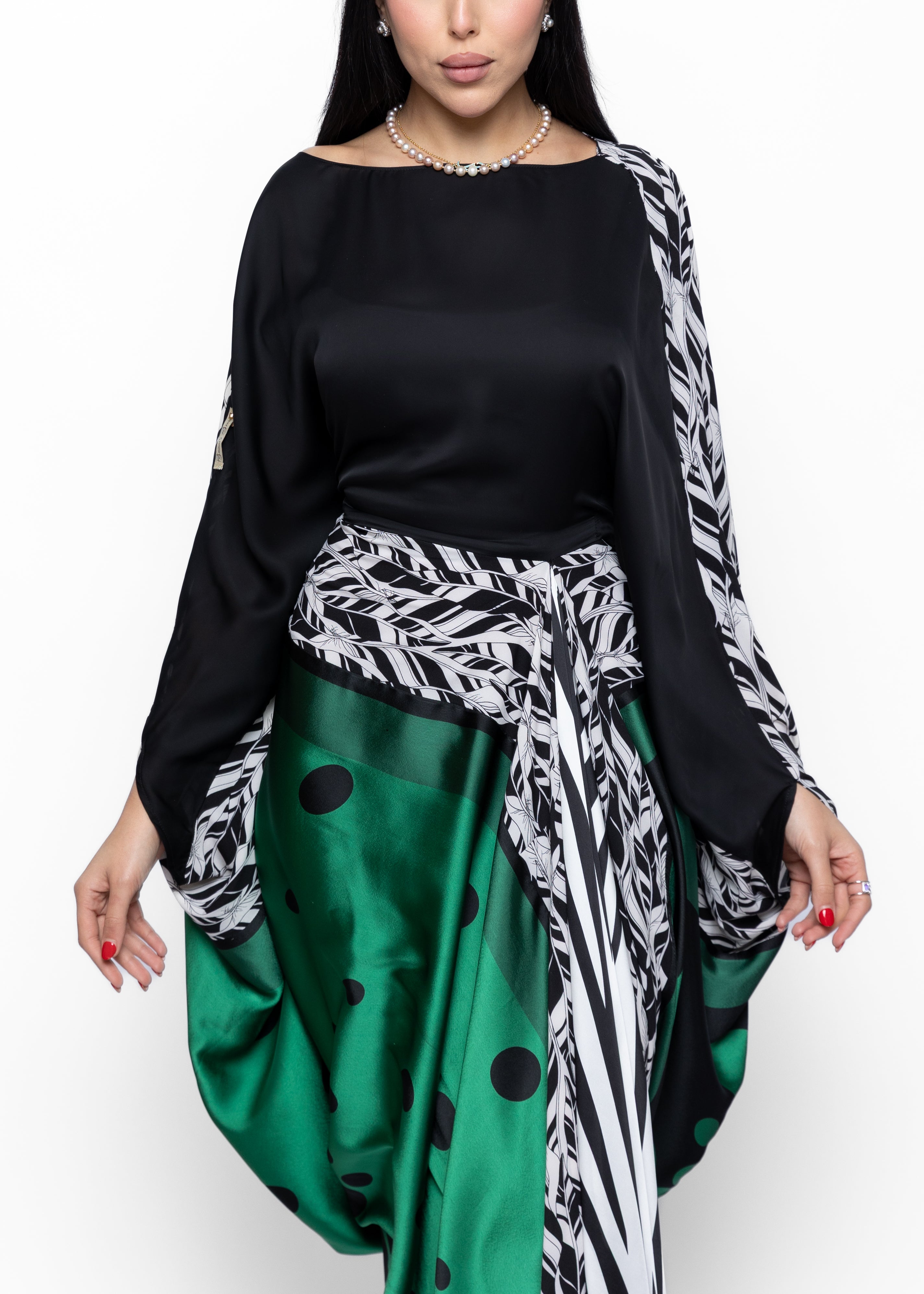 Misk Green Polka Couture Kaftan