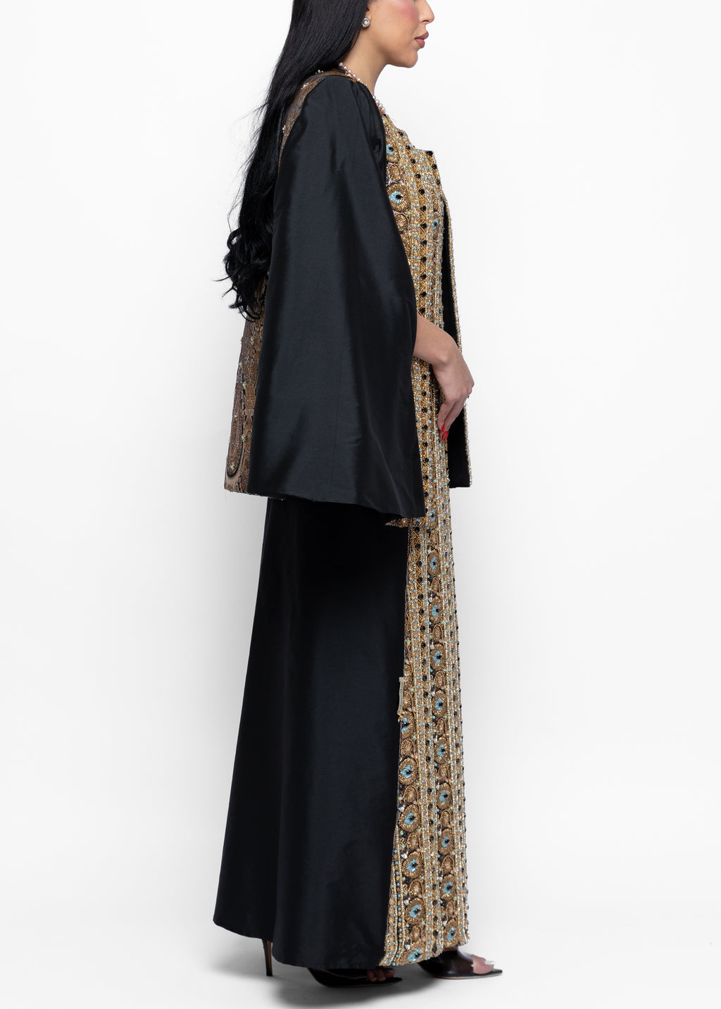 Shaima Noir Golden Eye Dress & Cape