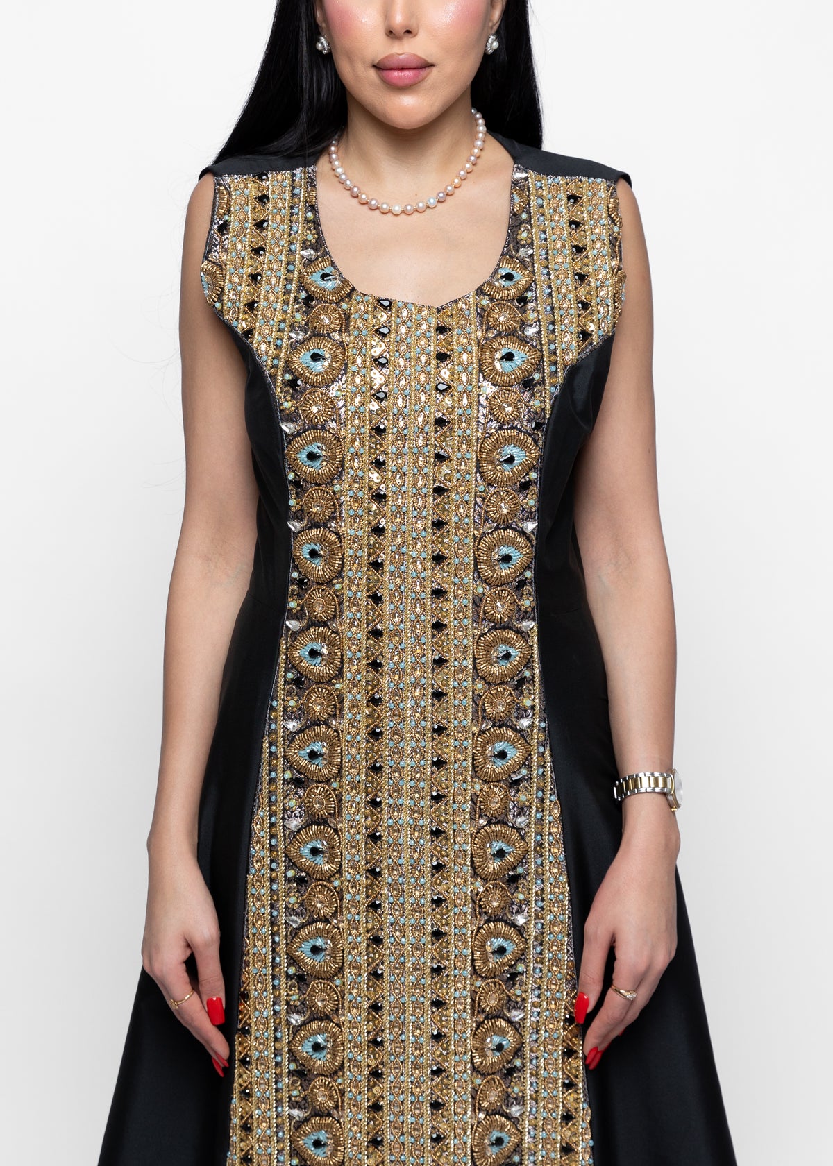 Shaima Noir Golden Eye Dress & Cape