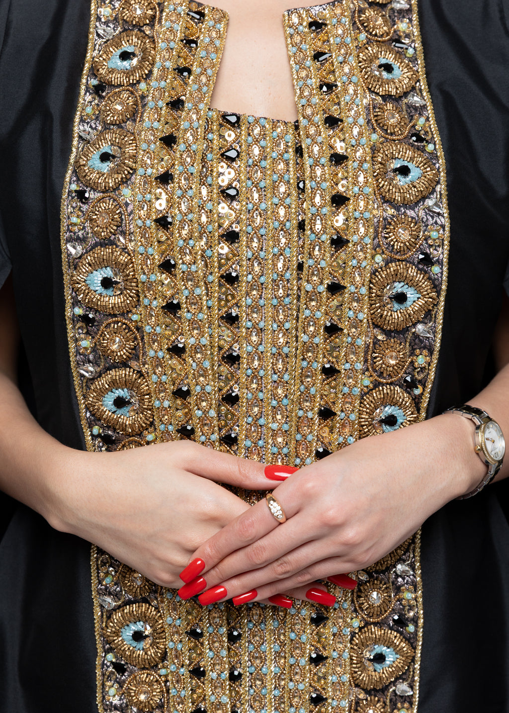 Shaima Noir Golden Eye Dress & Cape