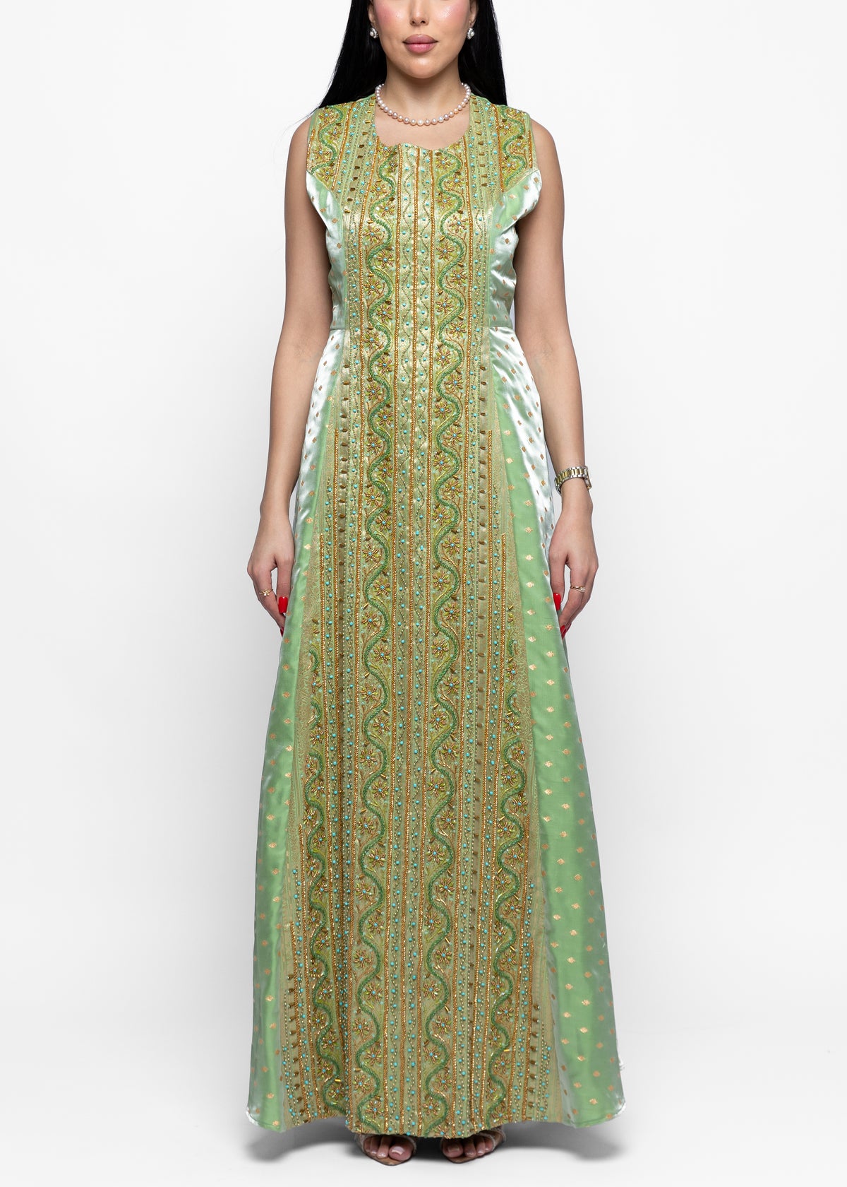 Afnan Gold Dress and Sheer Cape