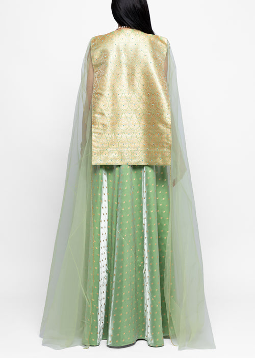 Afnan Gold Dress and Sheer Cape