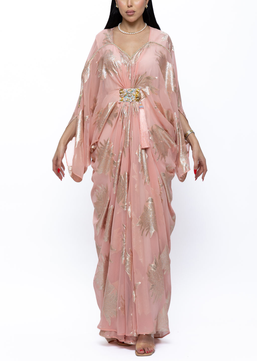 Haifa Blush Zari Counture Kaftan