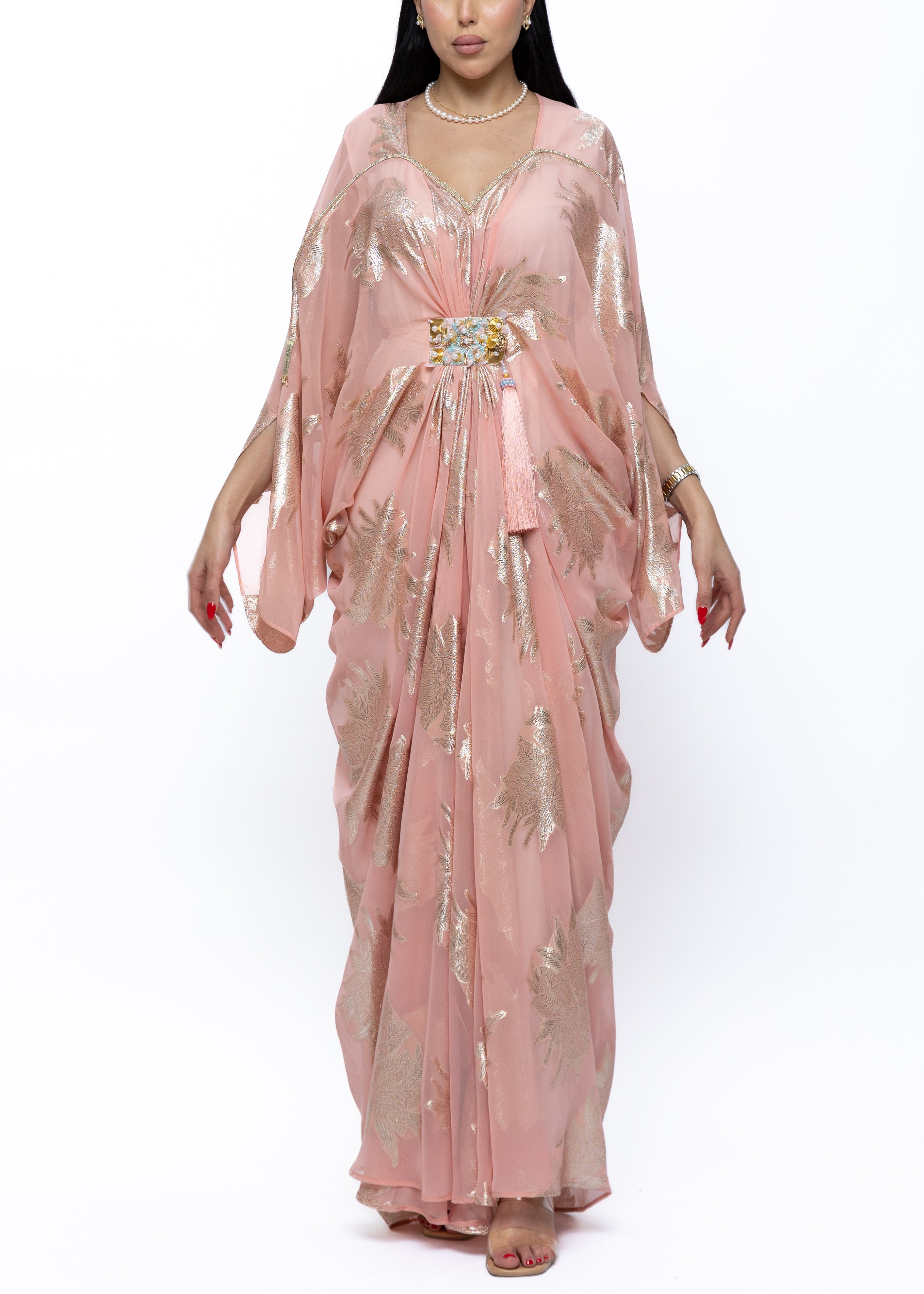 Haifa Blush Zari Counture Kaftan