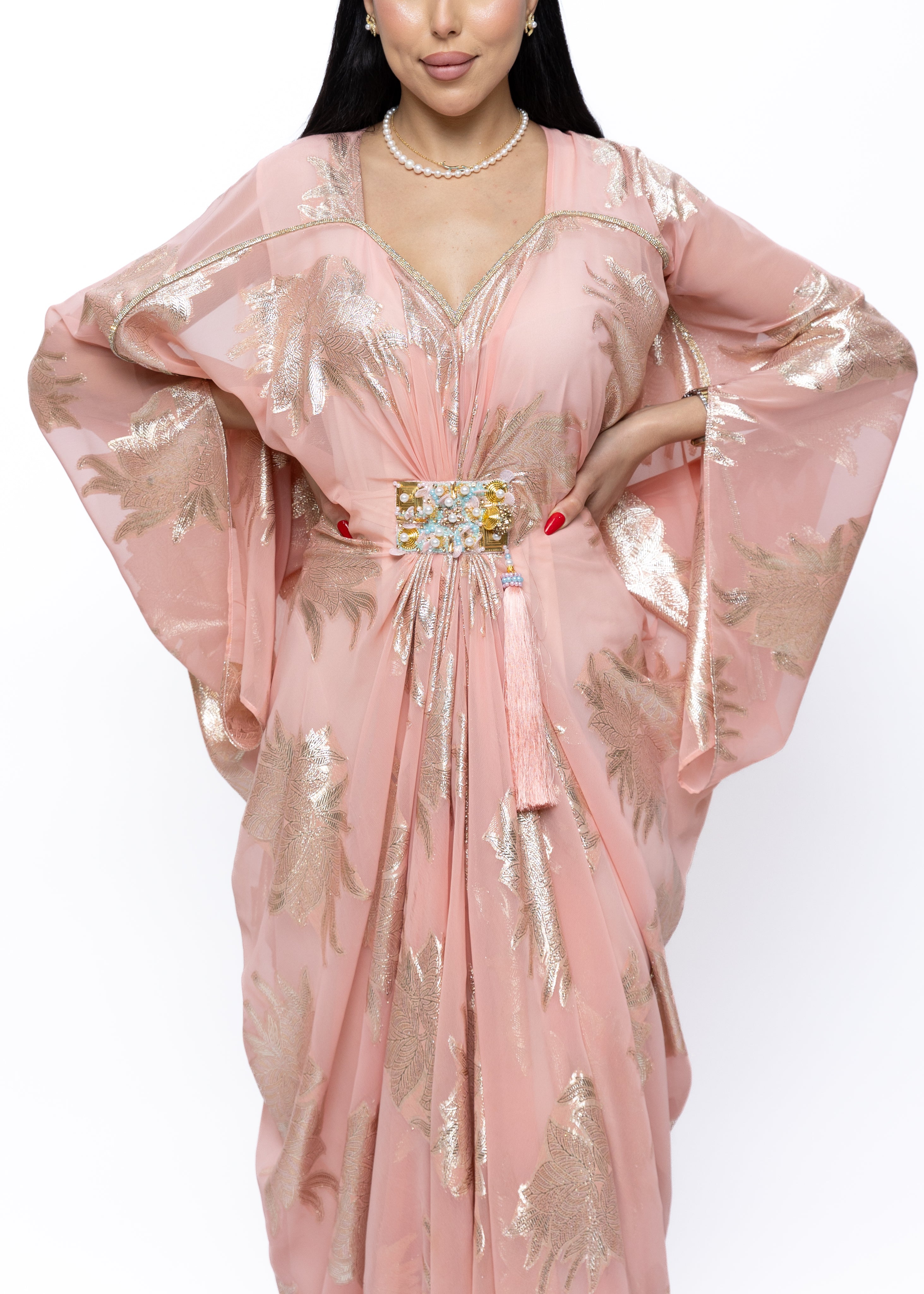 Haifa Blush Zari Counture Kaftan