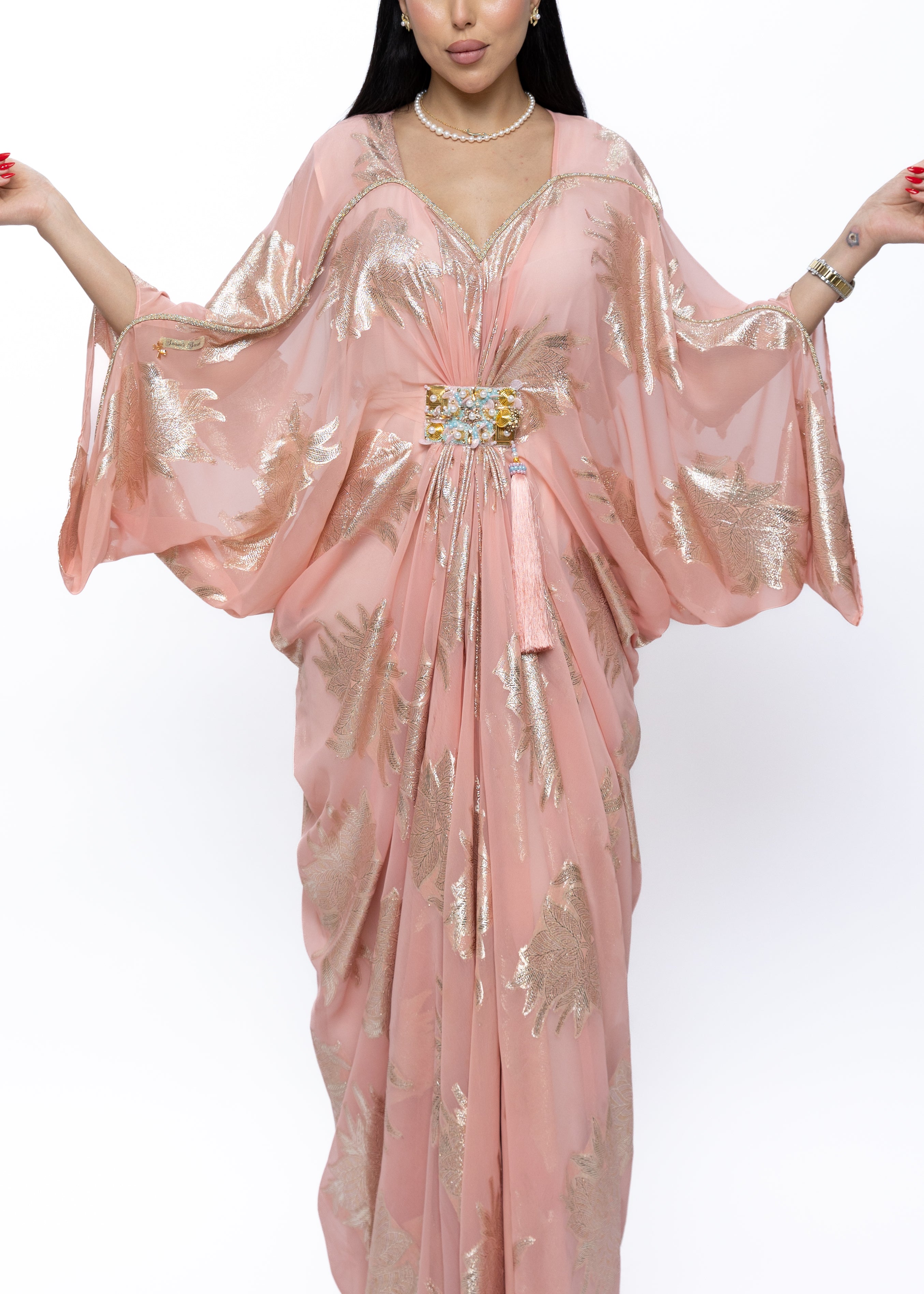 Haifa Blush Zari Counture Kaftan