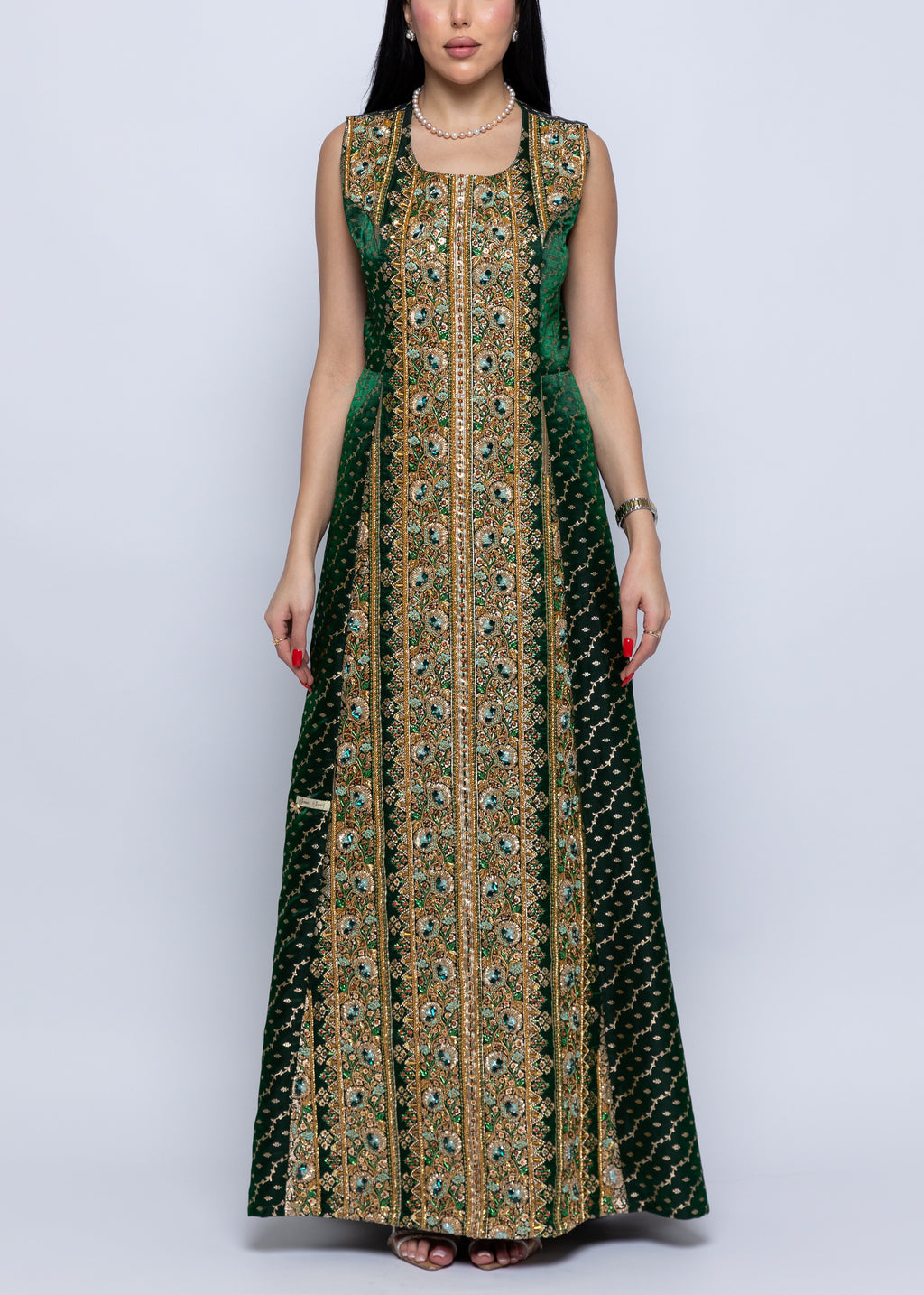 Habiba Emerald Dress & Sheer Cape