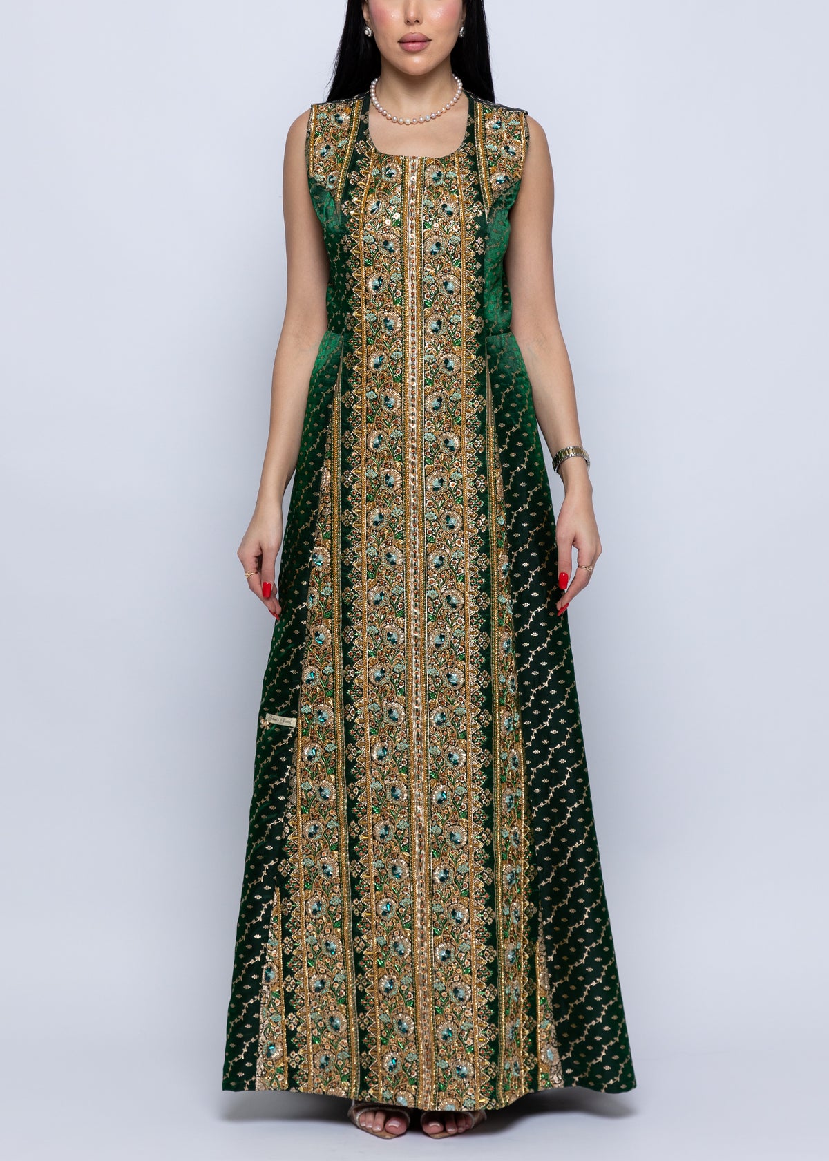 Habiba Emerald Dress & Sheer Cape