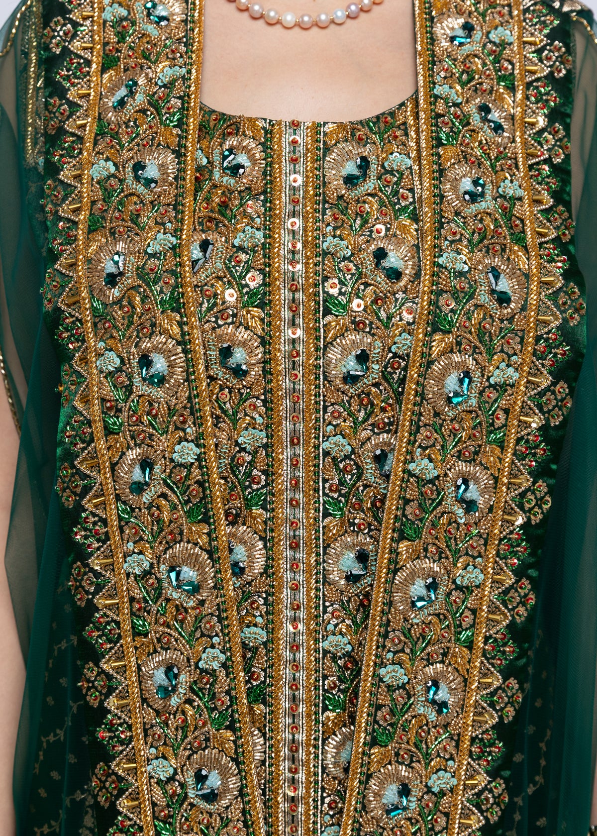 Habiba Emerald Dress & Sheer Cape