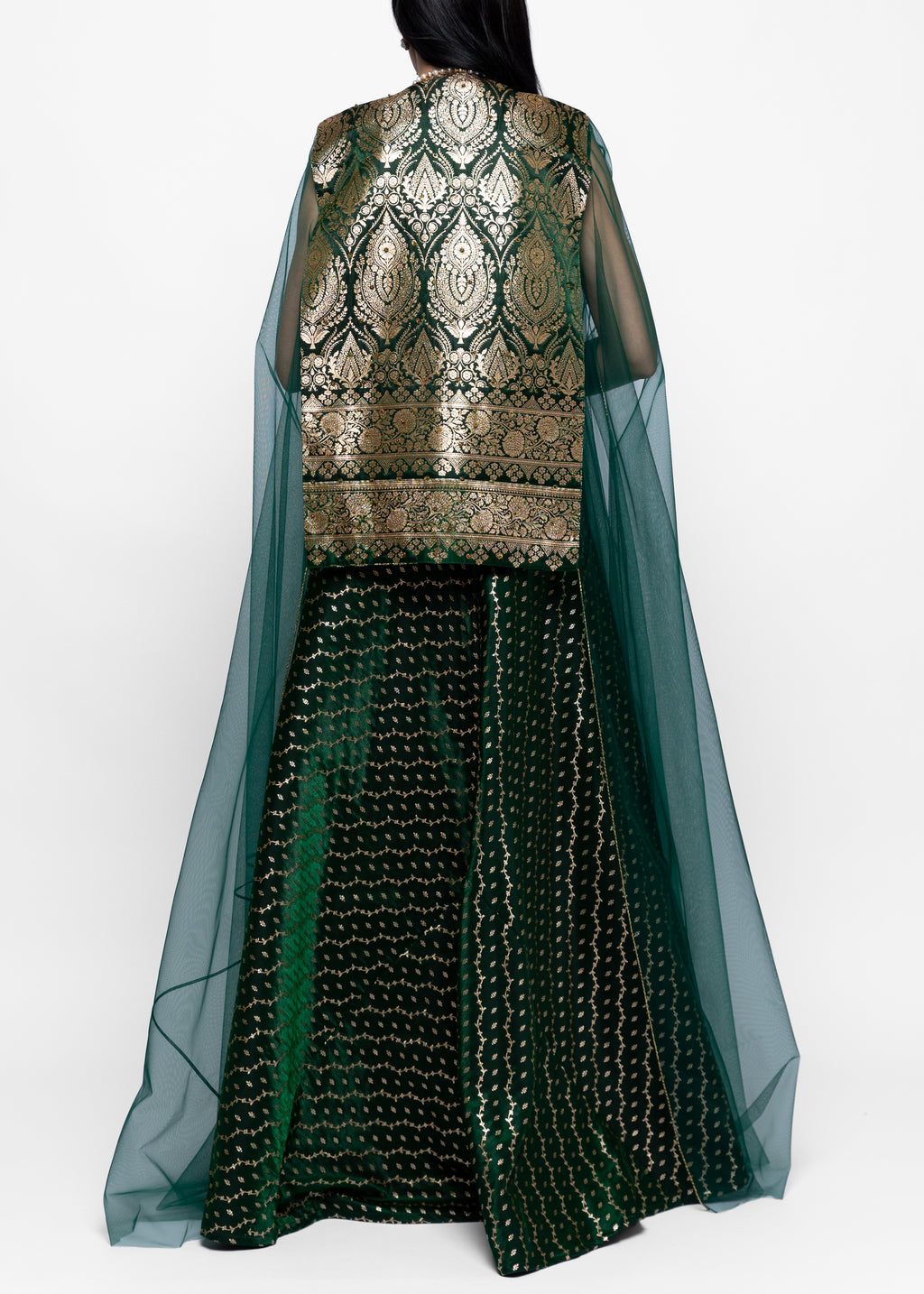 Habiba Emerald Dress & Sheer Cape