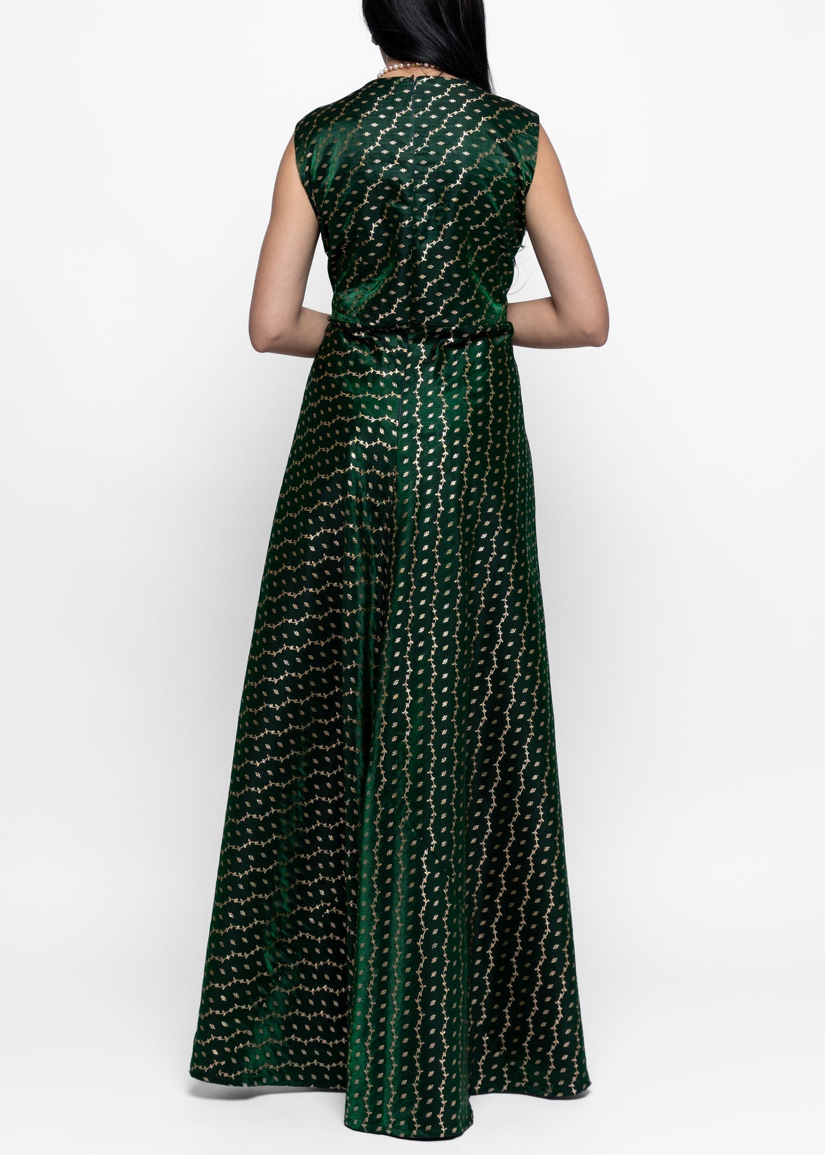 Habiba Emerald Dress & Sheer Cape