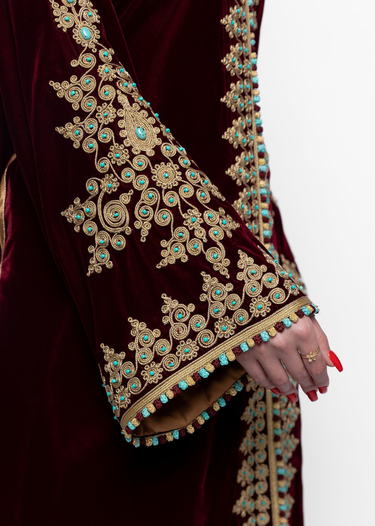 Jawaher Burgundy Gold Kaftan