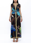Ghalia Silk-Satin Flower Dress with Belt