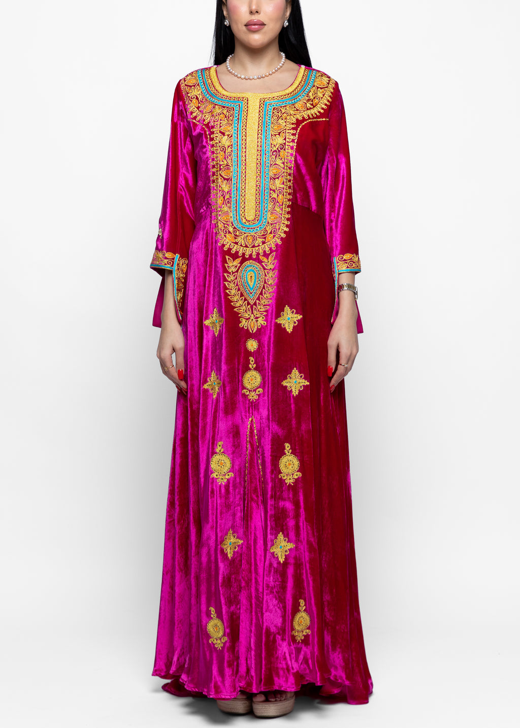 Afra Fuchsia Gold Kaftan