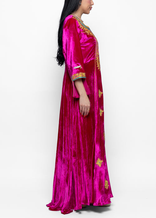 Afra Fuchsia Gold Kaftan