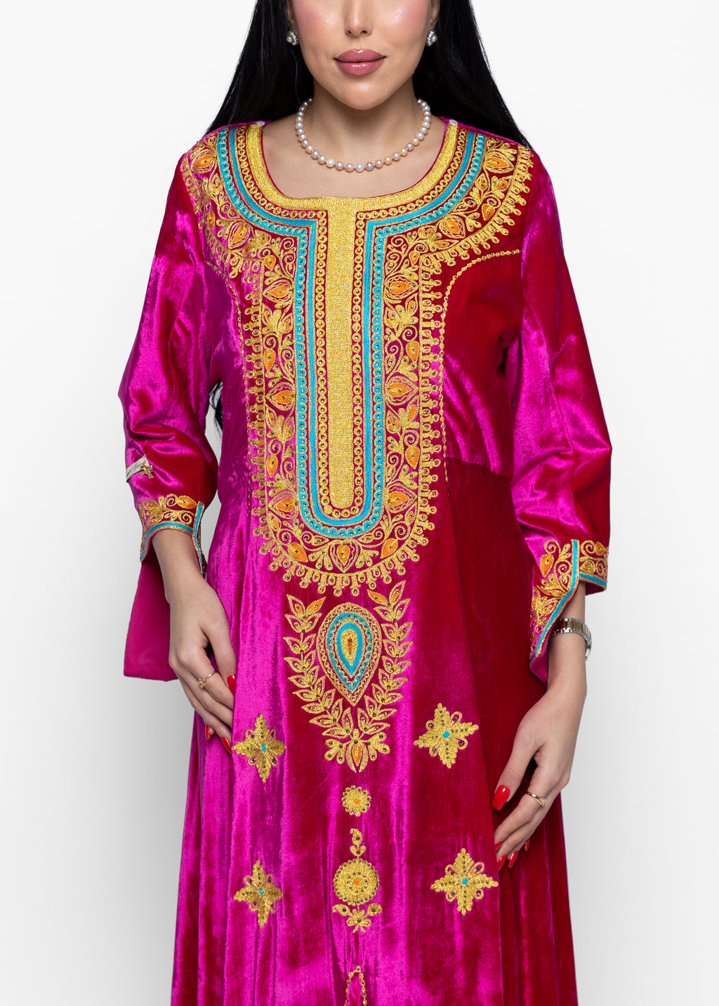 Afra Fuchsia Gold Kaftan