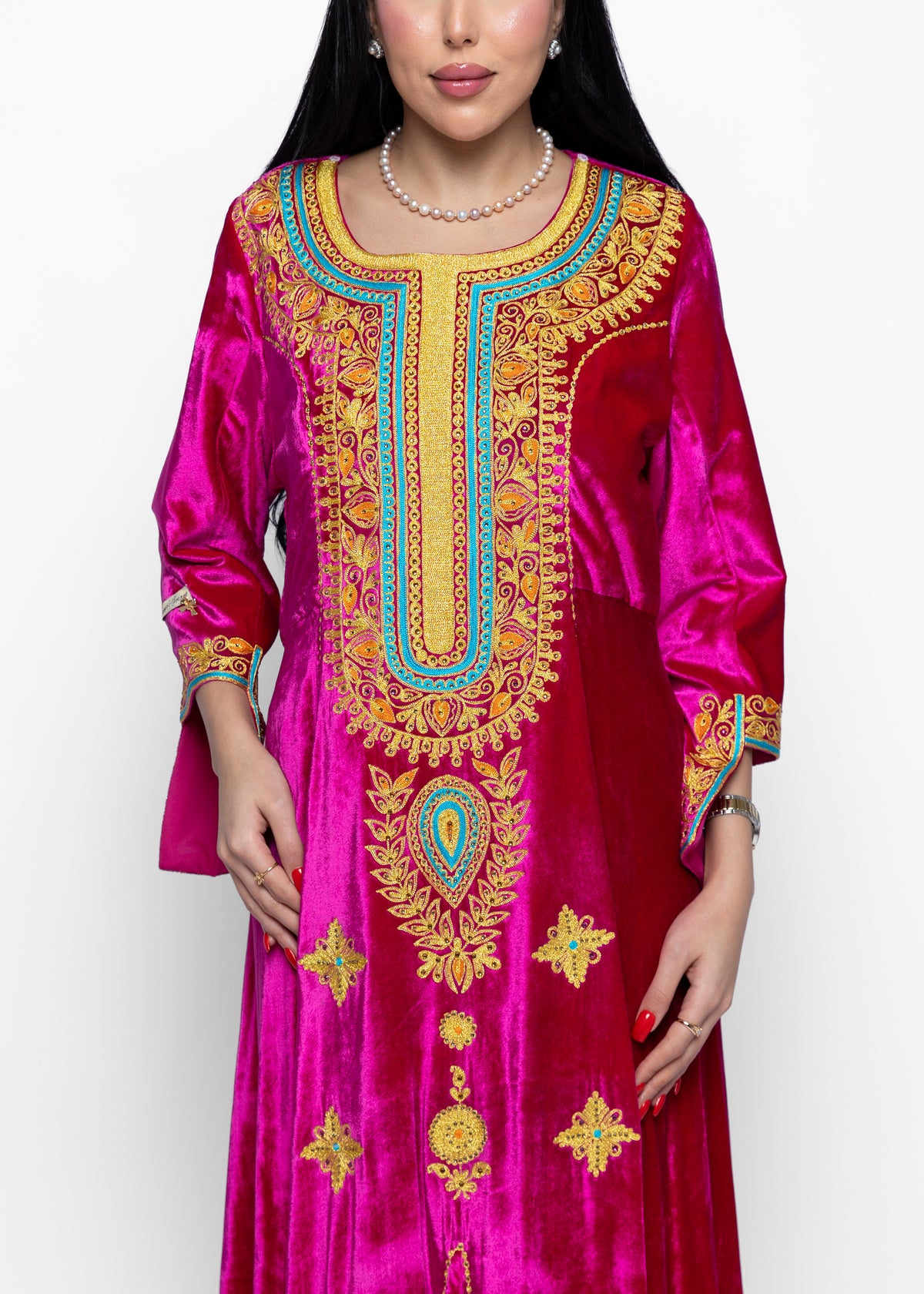 Afra Fuchsia Gold Kaftan