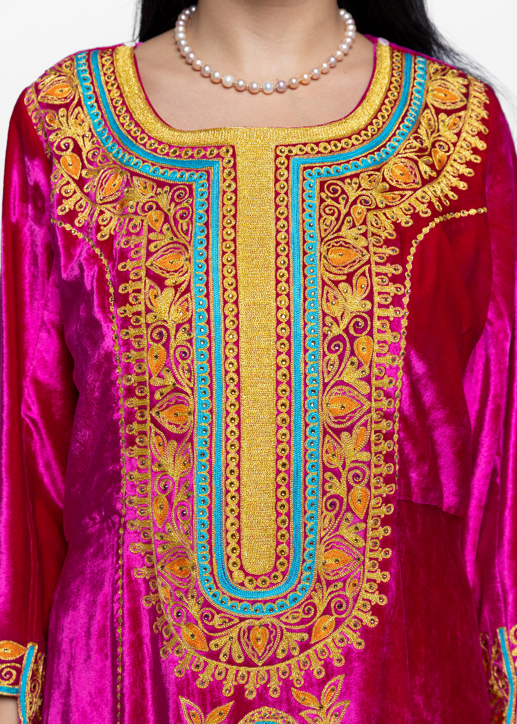 Afra Fuchsia Gold Kaftan
