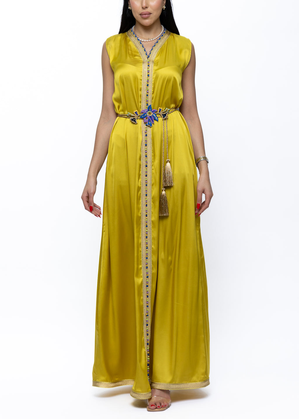 Shams Golden Silk-Satin Dress