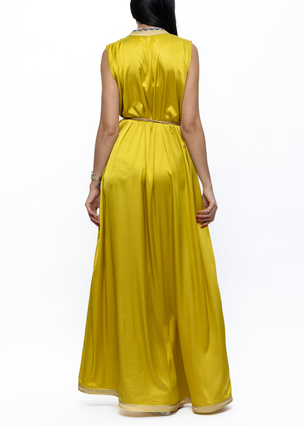 Shams Golden Silk-Satin Dress