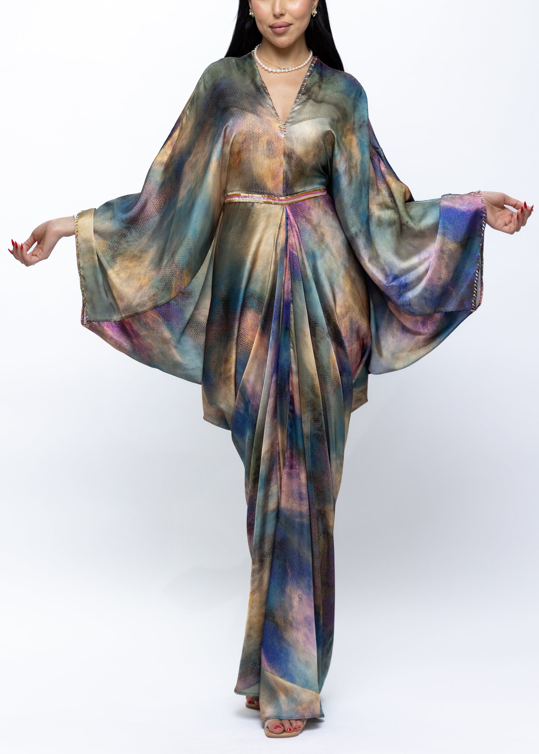 Sarah Draped Silk Couture Kaftan