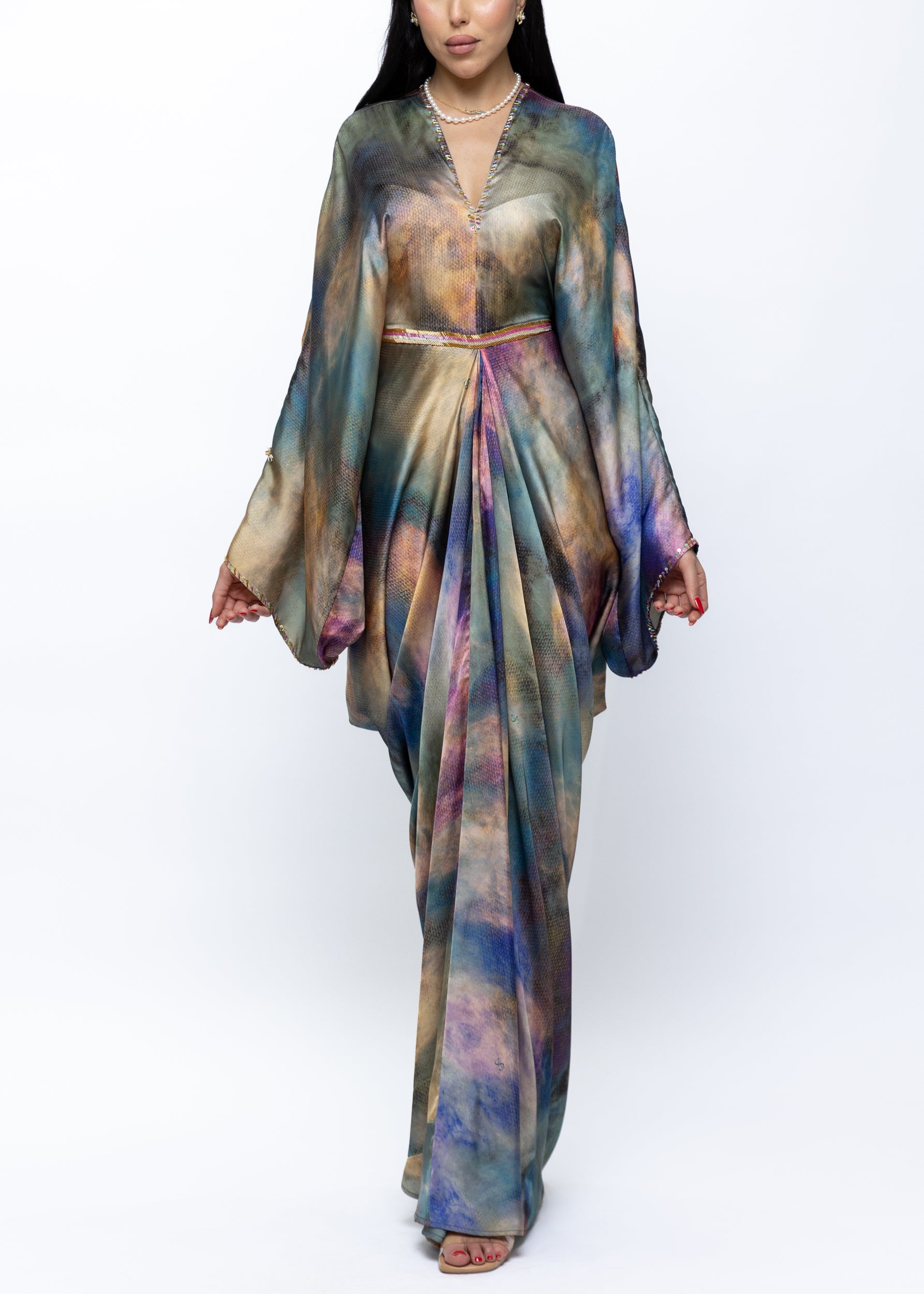 Sarah Draped Silk Couture Kaftan