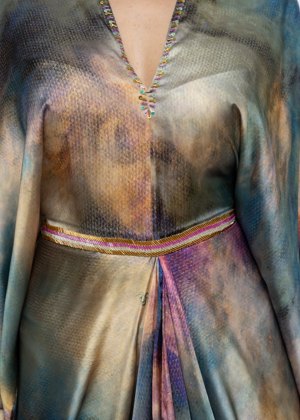 Sarah Draped Silk Couture Kaftan