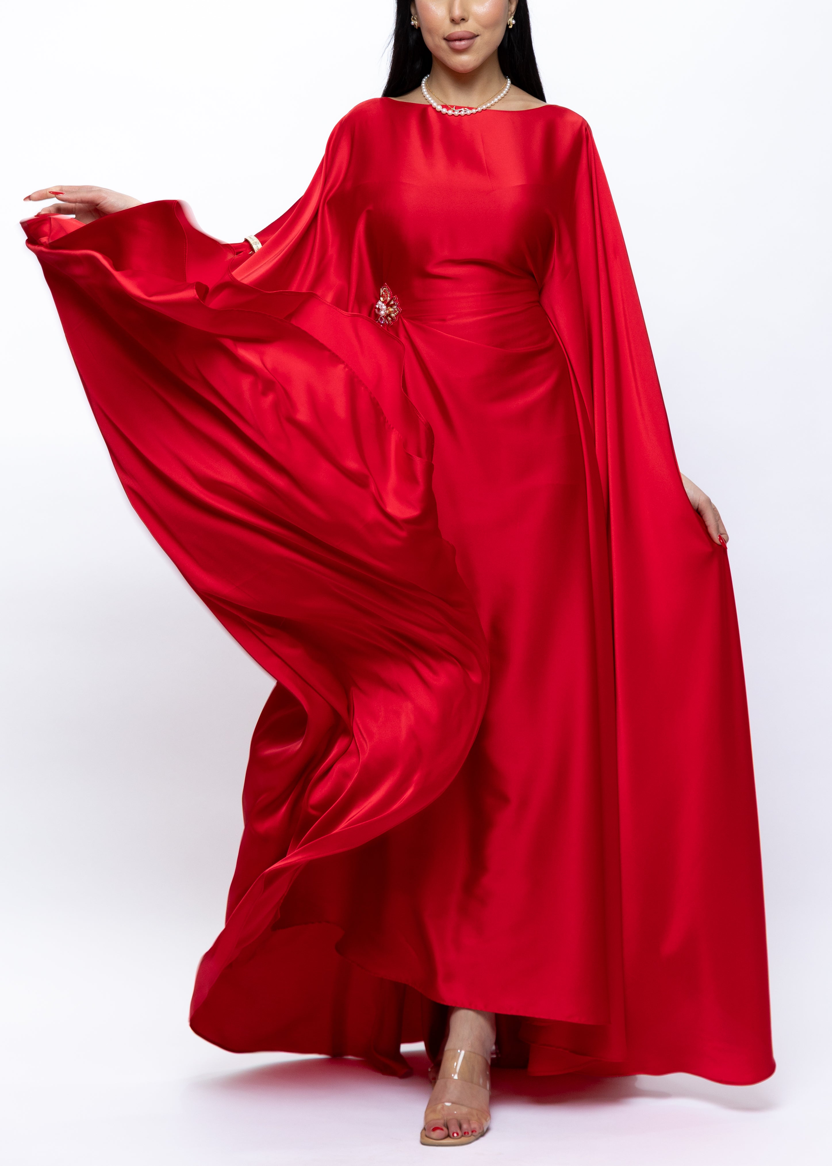 Alanoud Rouge Étoile Silk Satin Couture Gown