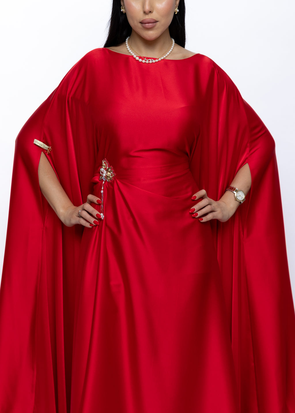 Alanoud Rouge Étoile Silk Satin Couture Gown