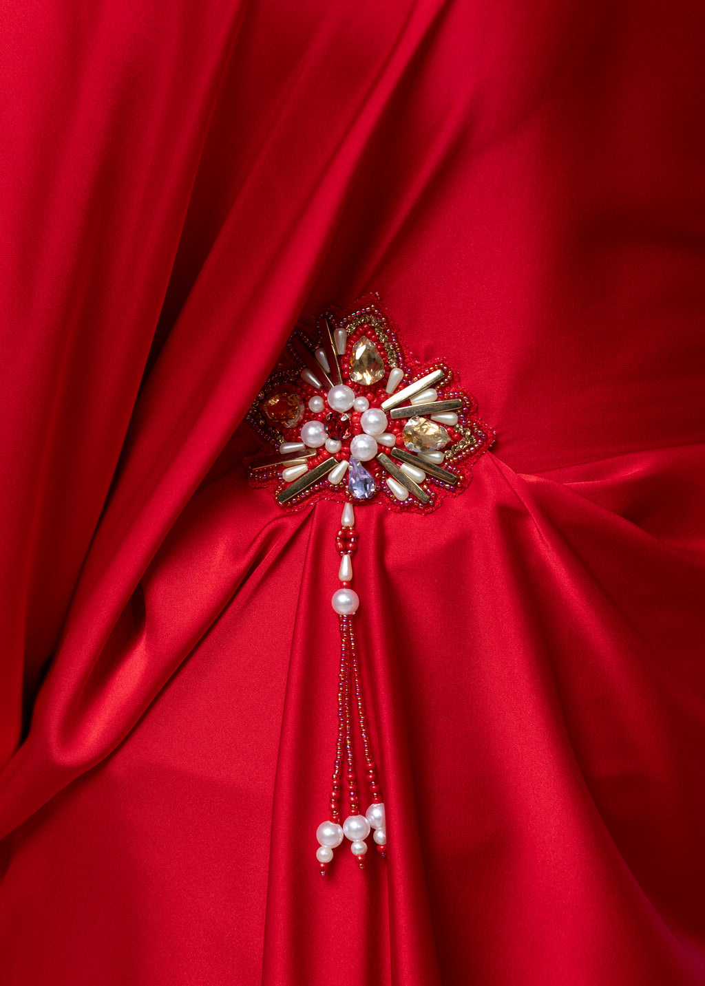 Alanoud Rouge Étoile Silk Satin Couture Gown