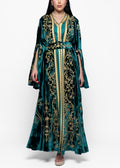Dareen Teal Gold Kaftan