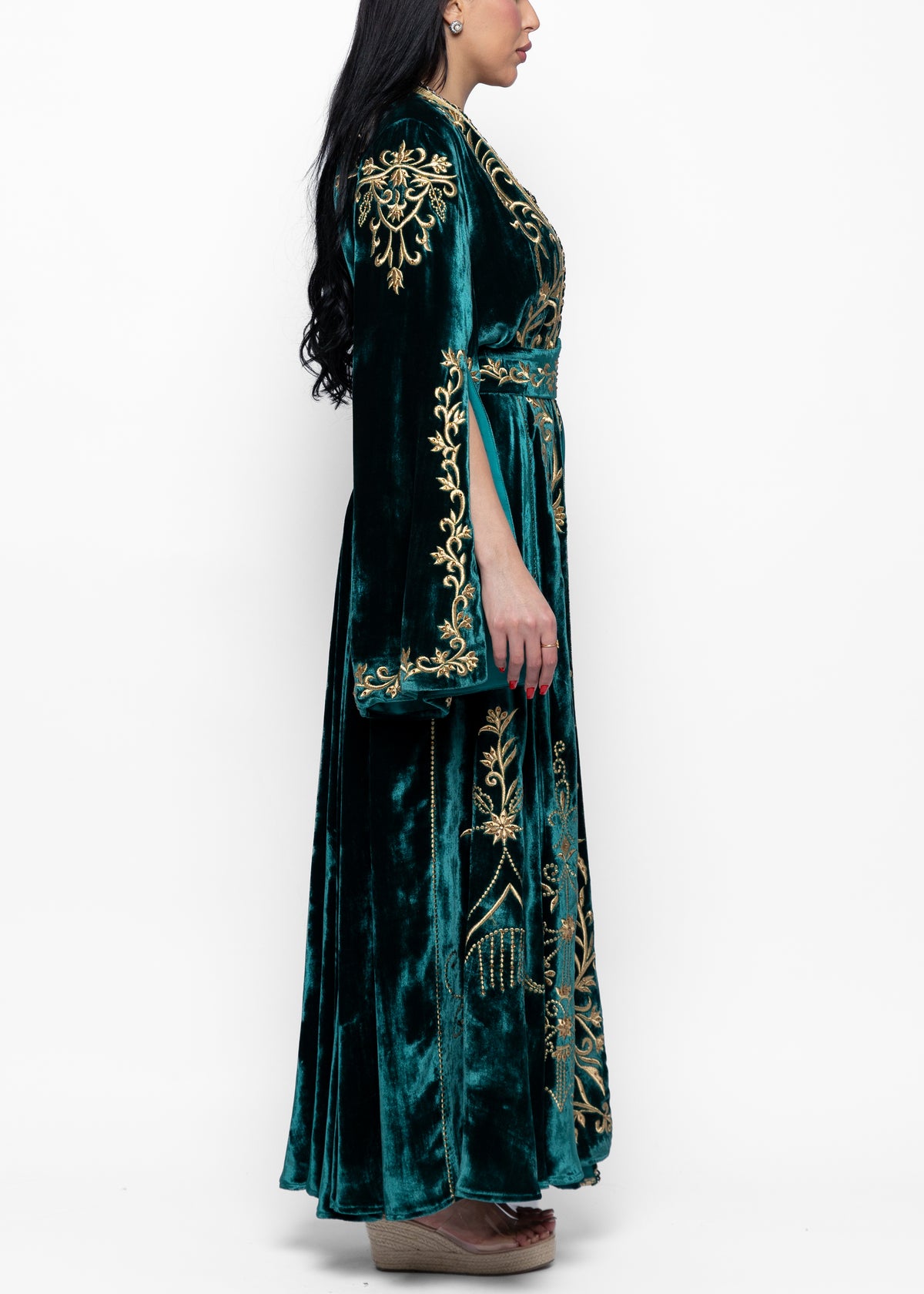 Dareen Teal Gold Kaftan