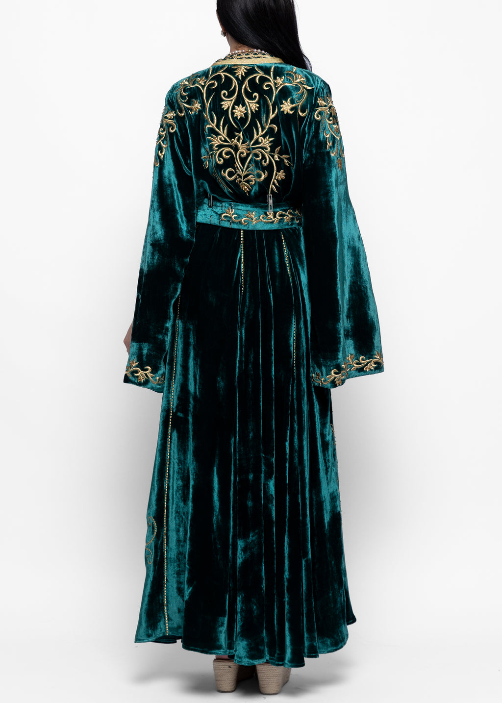 Dareen Teal Gold Kaftan