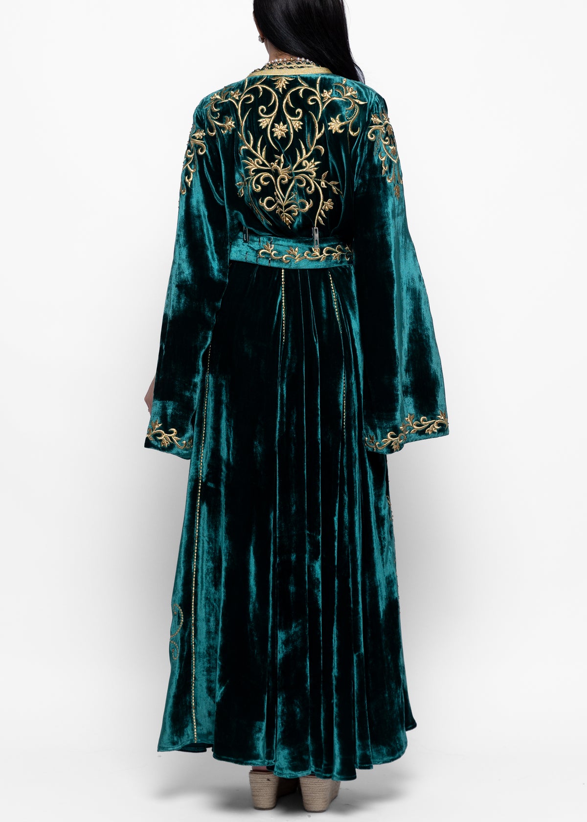 Dareen Teal Gold Kaftan