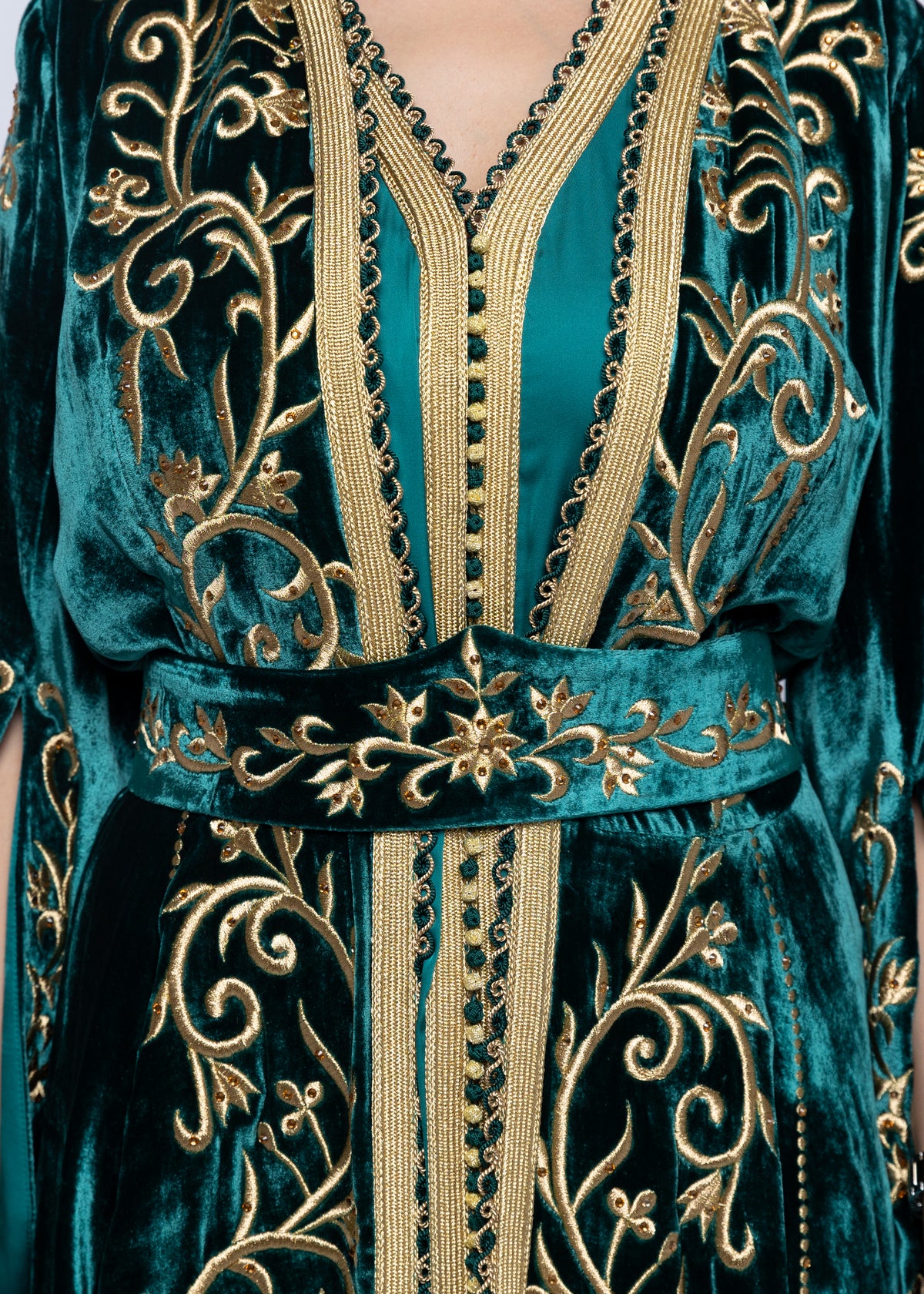 Dareen Teal Gold Kaftan
