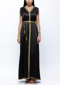 Lulwa Silk Minimal Couture Dress with Handmade Belt