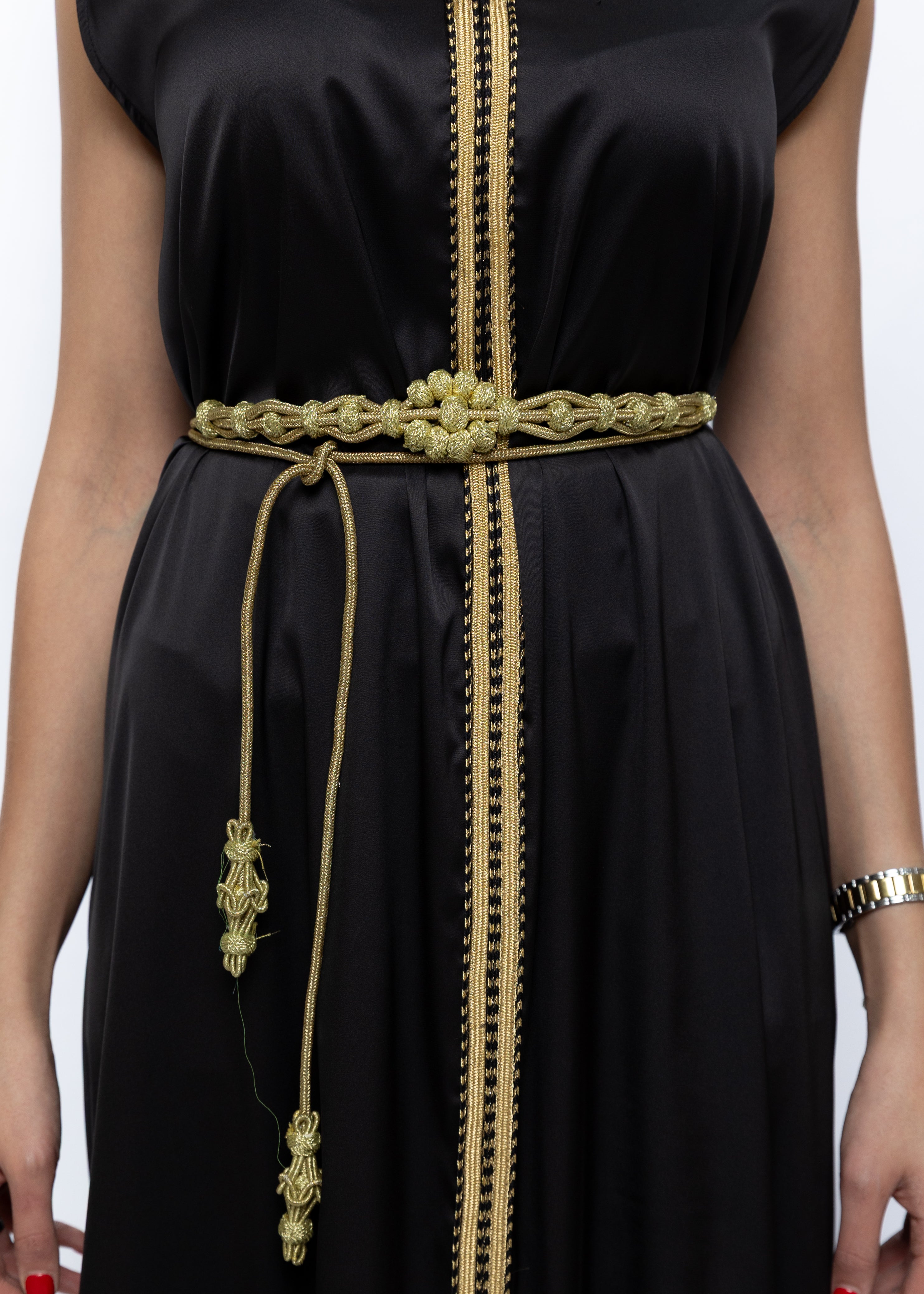 Lulwa Silk Minimal Couture Dress with Handmade Belt
