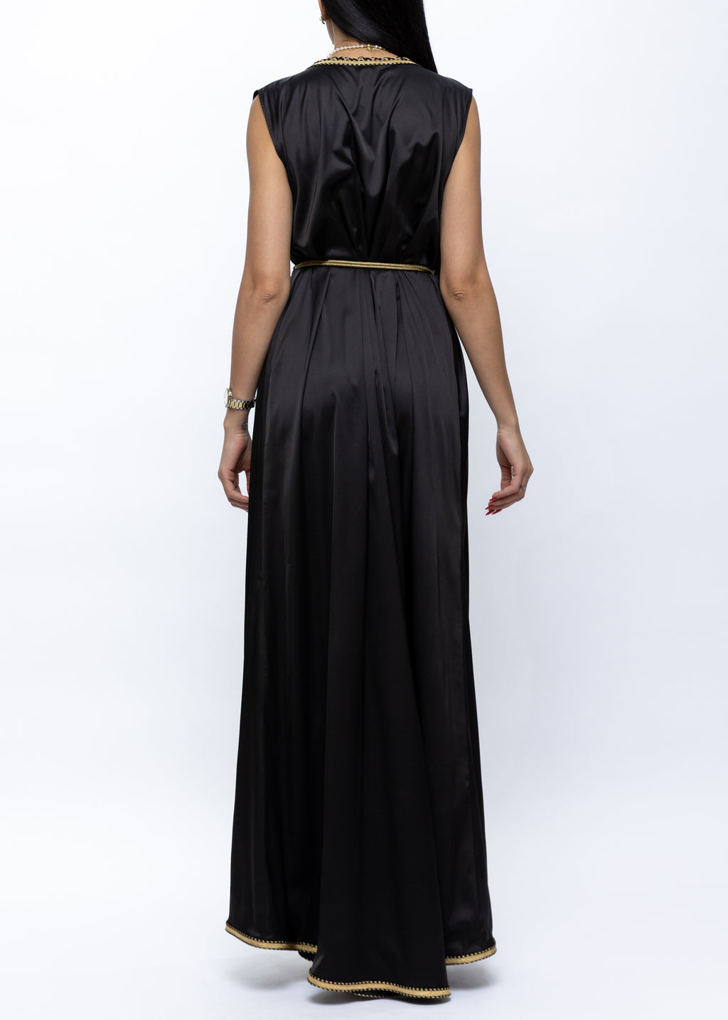 Lulwa Silk Minimal Couture Dress with Handmade Belt