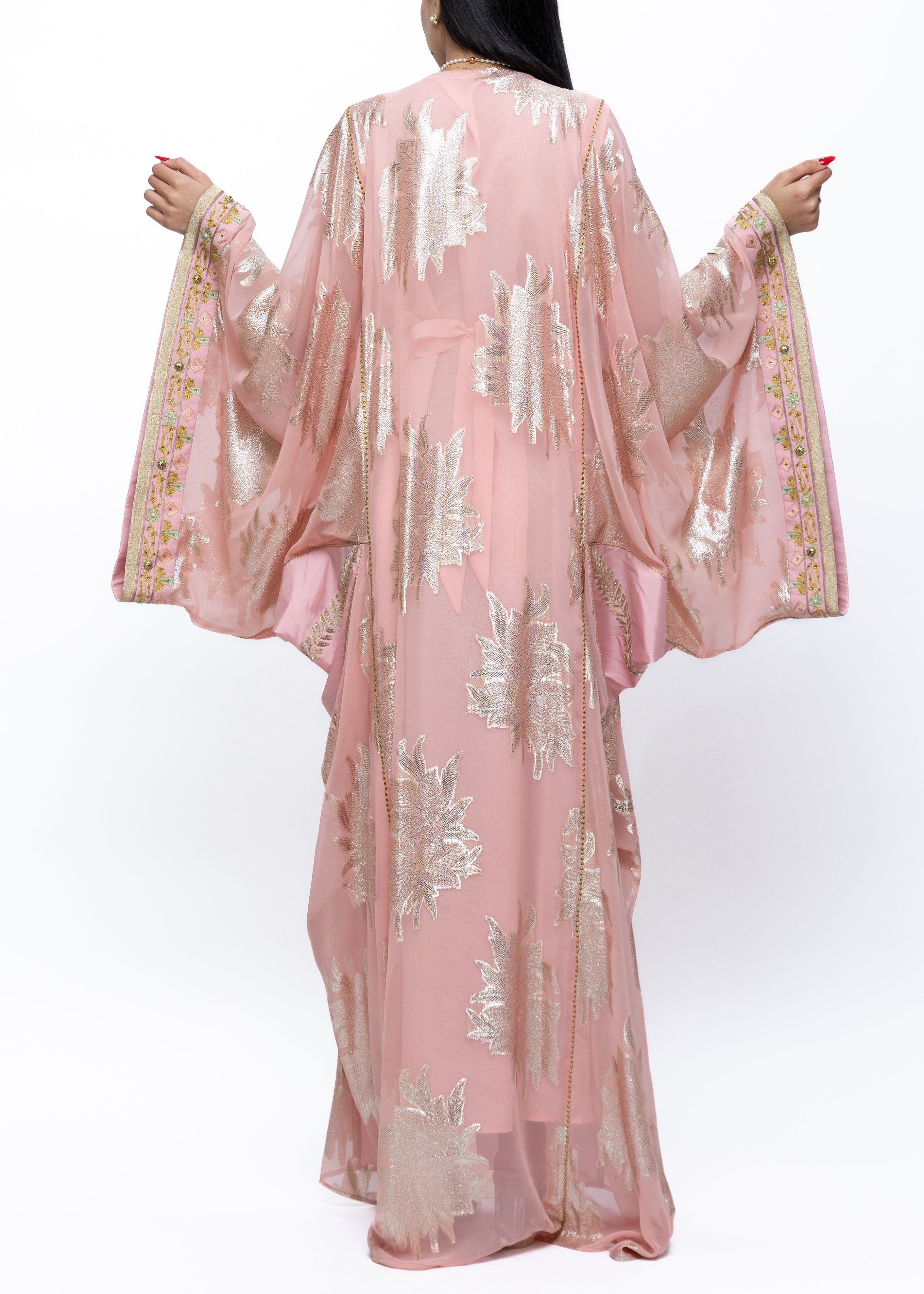 Loubna Blush Embroidered Nashal Kaftan