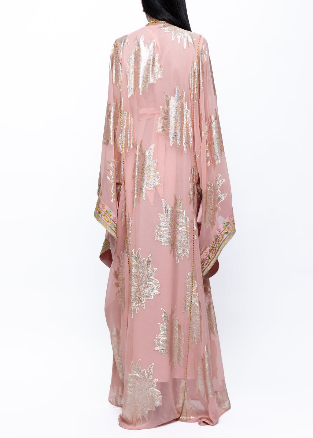 Loubna Blush Embroidered Nashal Kaftan