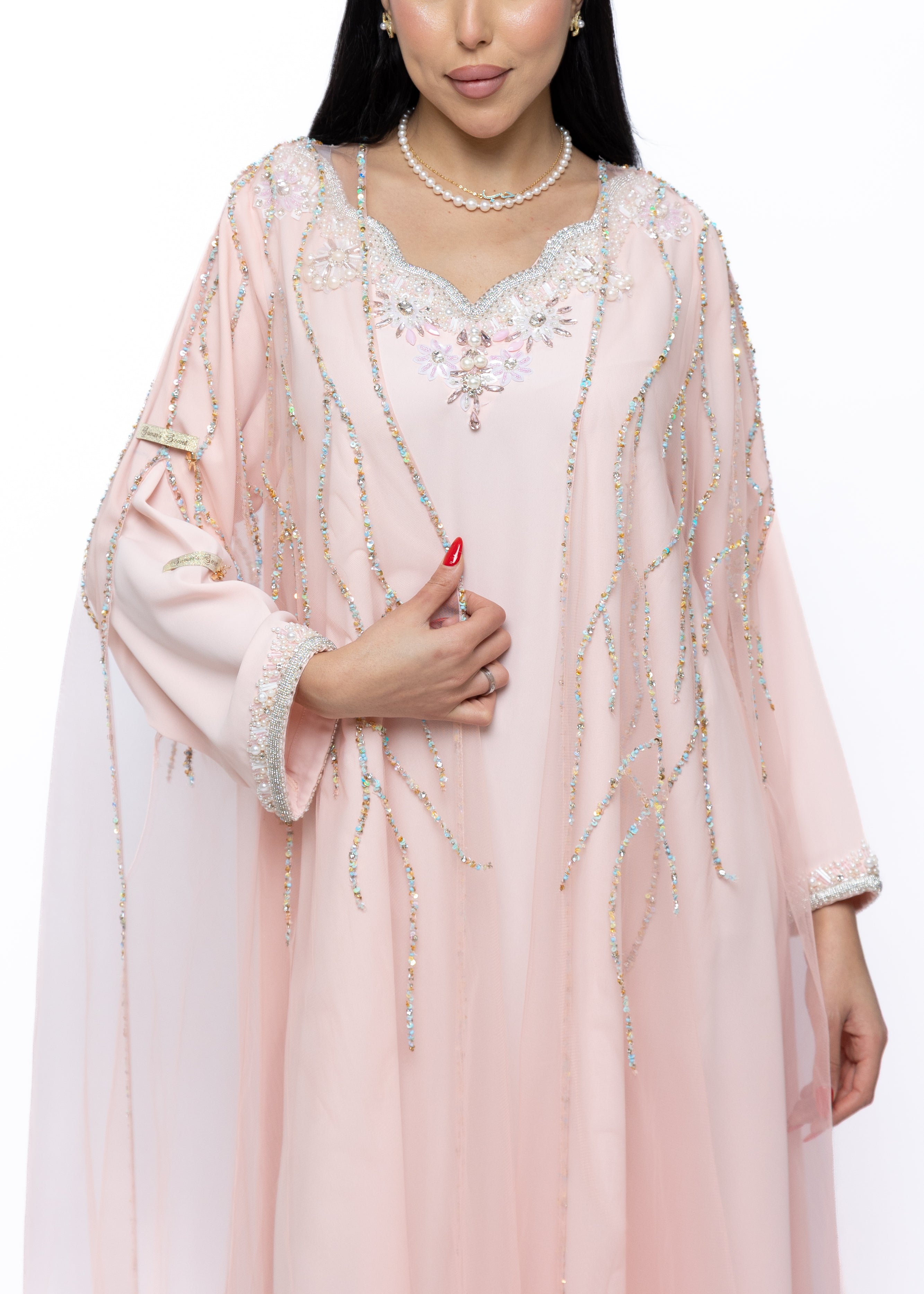 Mariam Blush Crystal Embellished Bisht