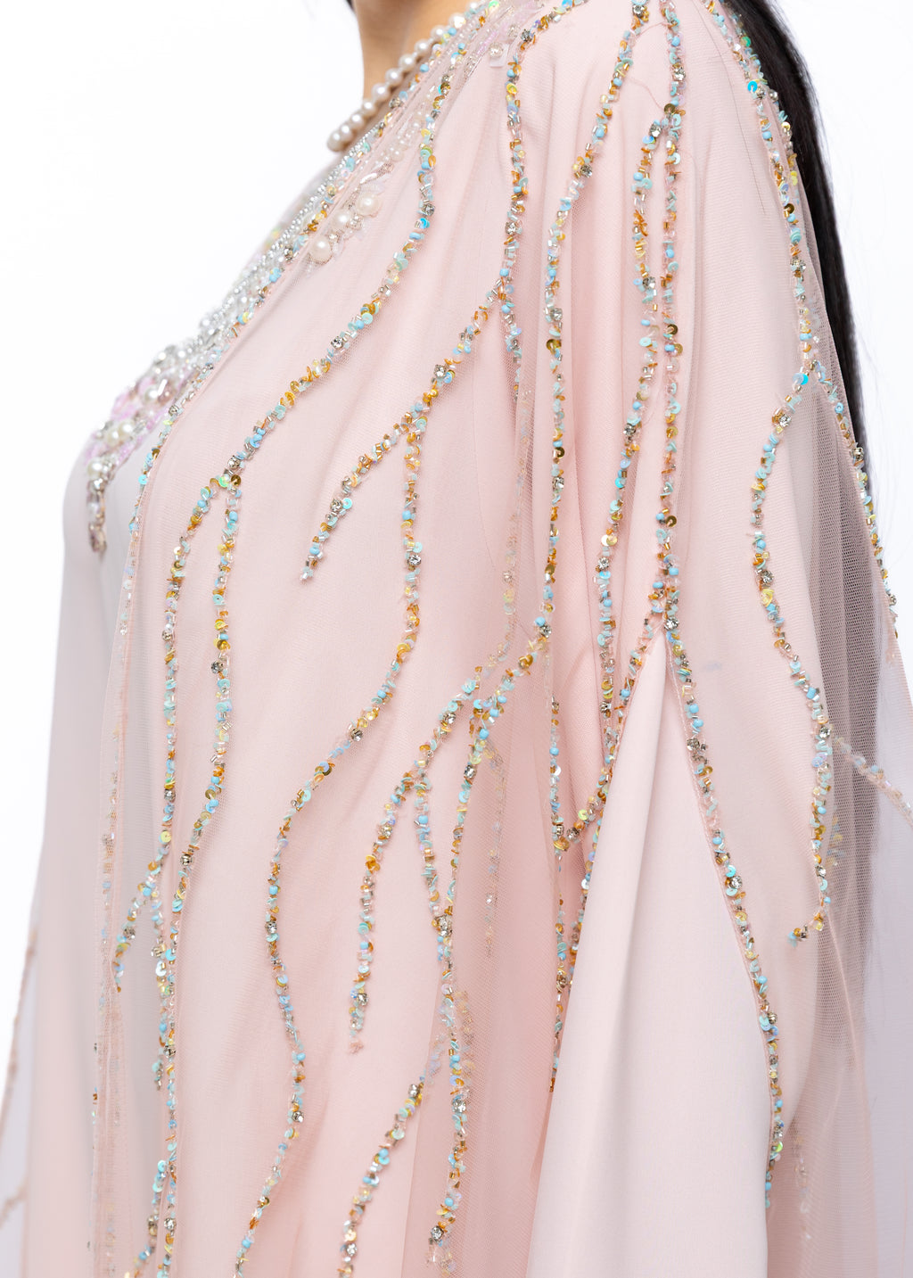 Mariam Blush Crystal Embellished Bisht
