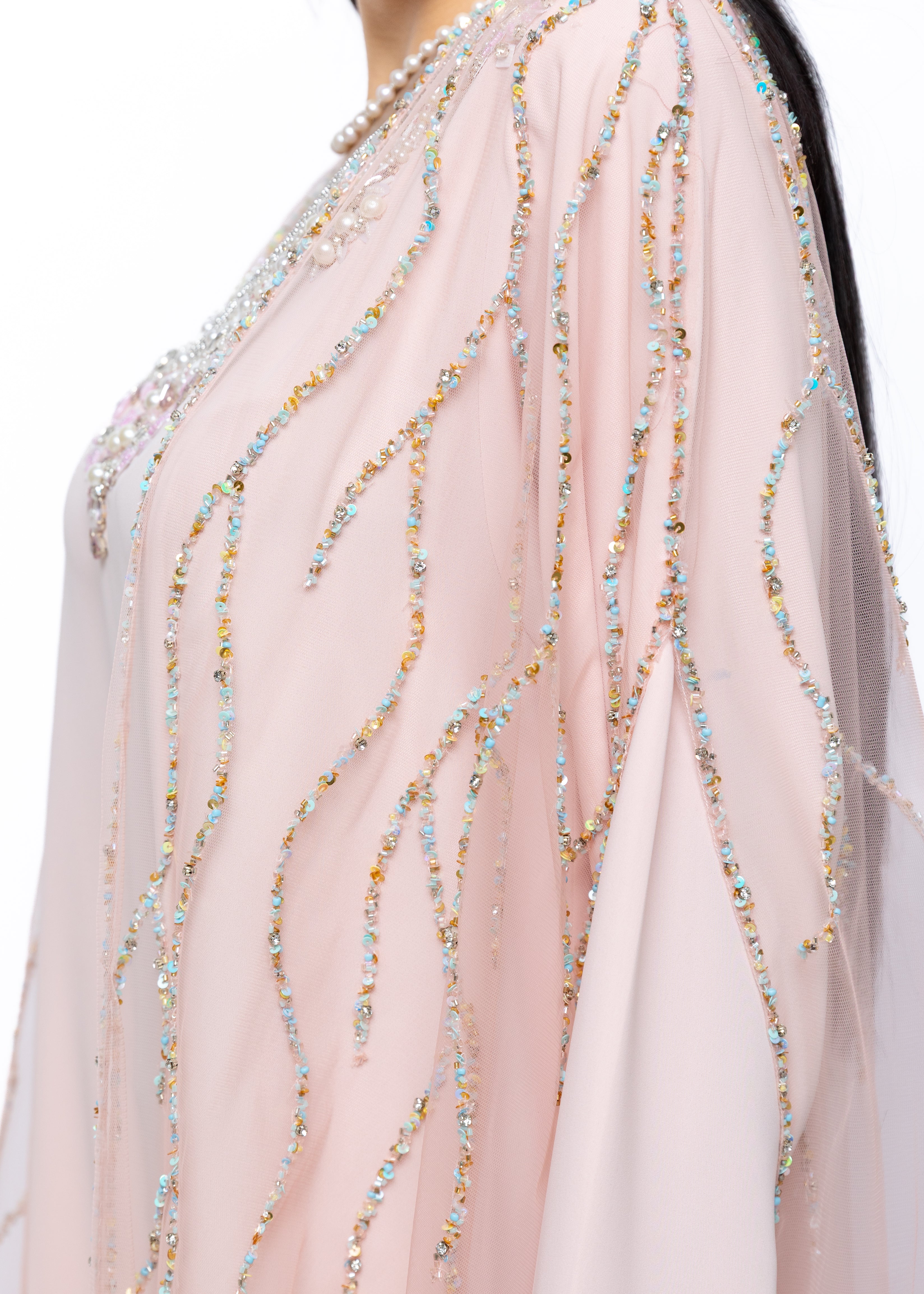 Mariam Blush Crystal Embellished Bisht