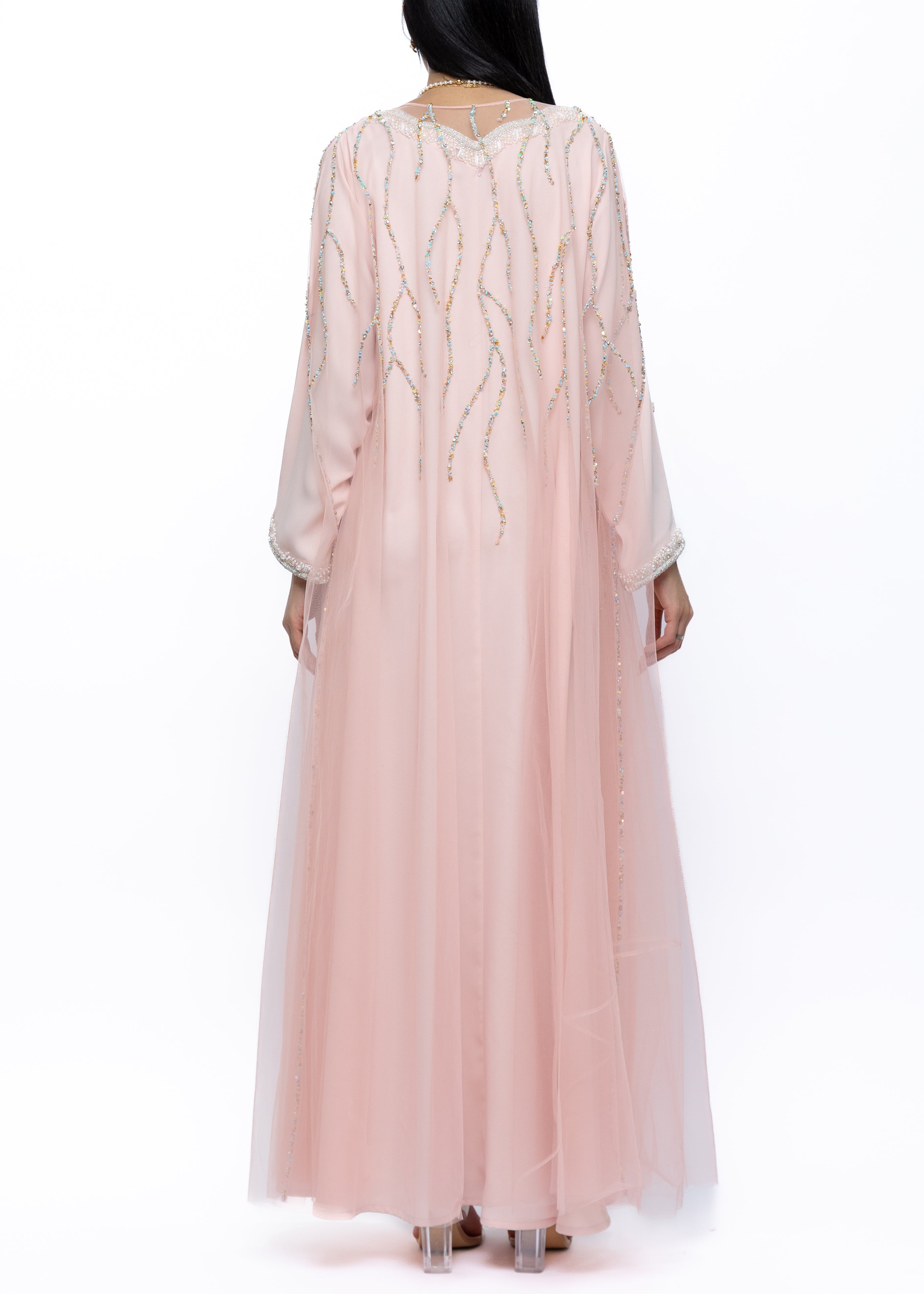 Mariam Blush Crystal Embellished Bisht